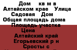 Дом 85 кв м в Алтайском крае › Улица ­ Садовая › Дом ­ 63 › Общая площадь дома ­ 85 › Площадь участка ­ 1 800 › Цена ­ 1 000 000 - Алтайский край, Егорьевский р-н, Сросты с. Недвижимость » Дома, коттеджи, дачи продажа   . Алтайский край